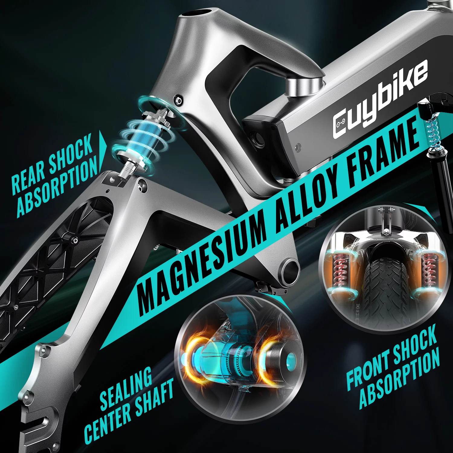 EUY Folding Electric Bike For Adults,500W 48V 12.8AH LG Cells Battery,20''Electric City Road Ebike,Black - Womvr