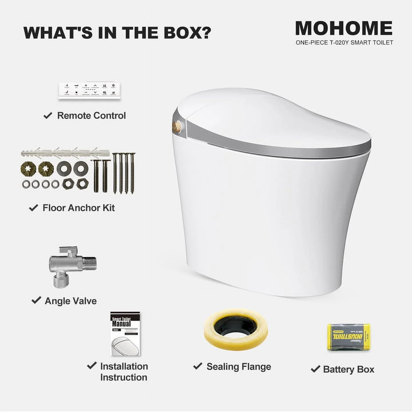Horow Smart Toilet with Heated Seat, Automatic Power Flush Tankless,Ceramic One Piece Toilets for Bathroom - Womvr