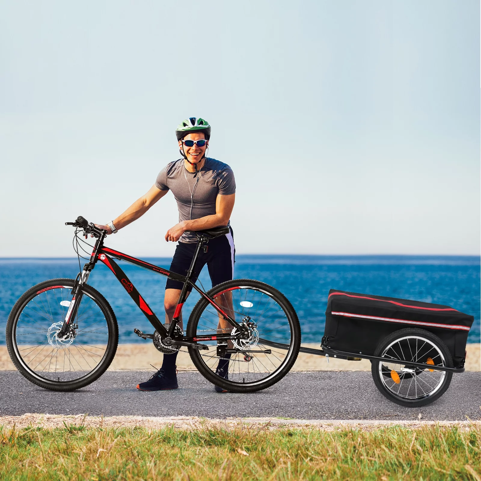 Ktaxon Bike Cargo Trailer with Removable Cover, Bicycle Wagon Trailer with 16