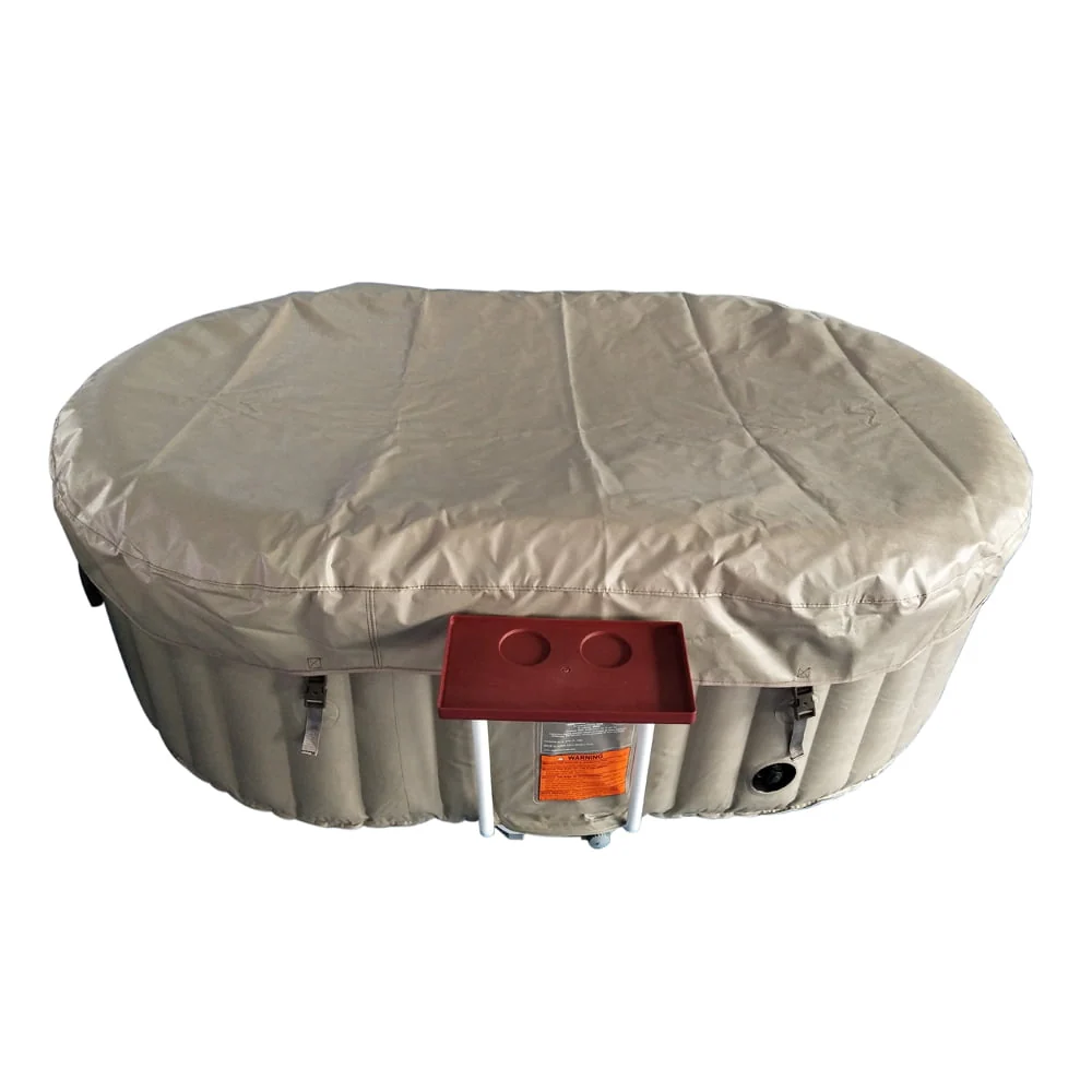 ALEKO 145 Gallon 2 Person Brown Oval Inflatable Jetted Hot Tub with Cover - Womvr