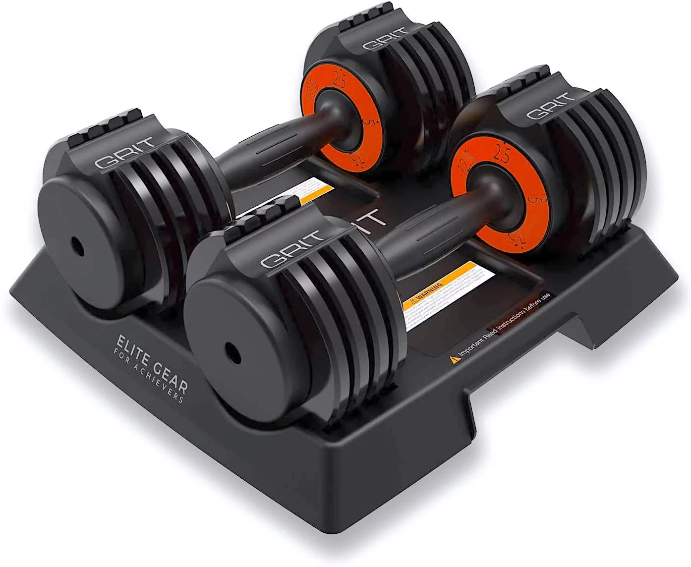 Grit Adjustable Dumbbells (Pair) - 2.5 to 12.5 lb - Fast Adjusting Weights with Tray for Men and Women - Womvr