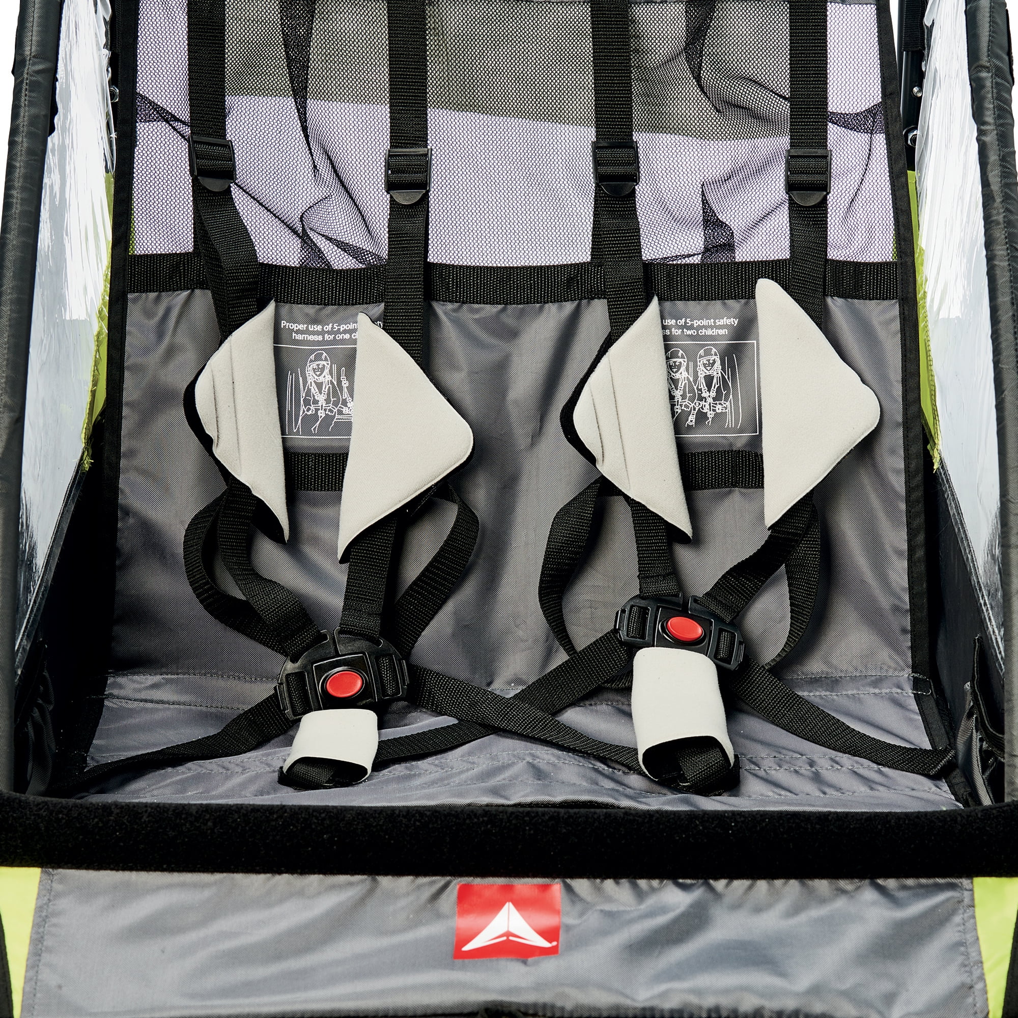 Allen Sports Deluxe 2-Child Bicycle Trailer & Stroller, max capacity 100 lbs, Model AS2, Green - Womvr