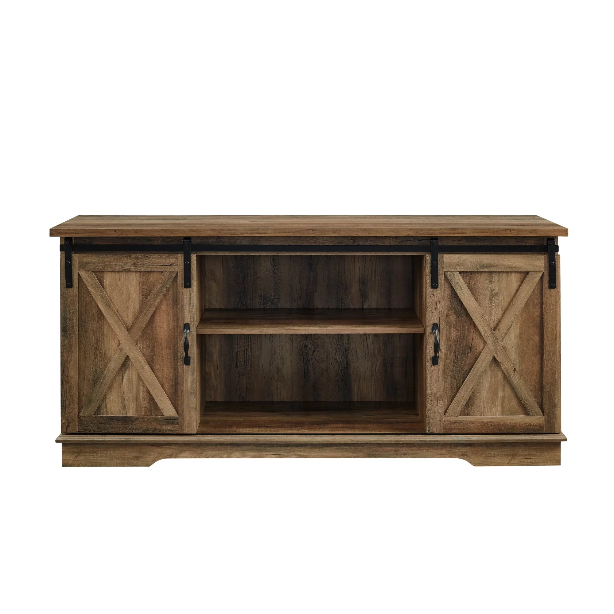 Woven Paths Farmhouse Sliding Barn Door TV Stand for TVs up to 65