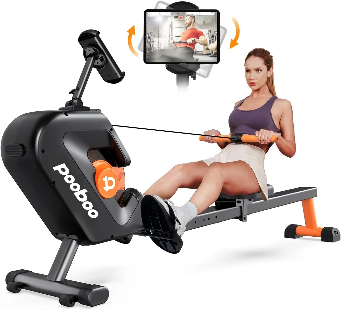 Pooboo Magnetic Rowing Machines Rower Foldable with 8 Level Resistance Indoor Rower Machine with Digital Monitor 350lbs - Womvr