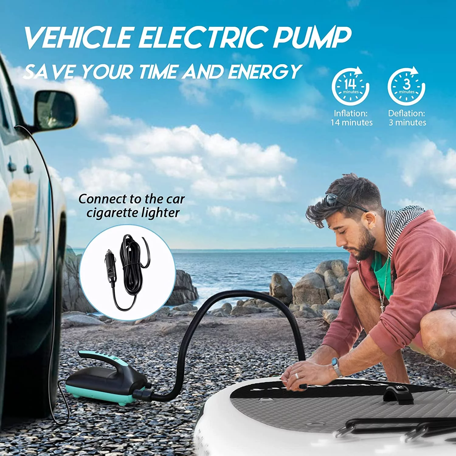 Summer Savings Fbsport 11ft Inflatable Paddle Board SUP, 6'' Thick W/Paddling Fins Electric Pump & Accessories Pack, Green - Womvr