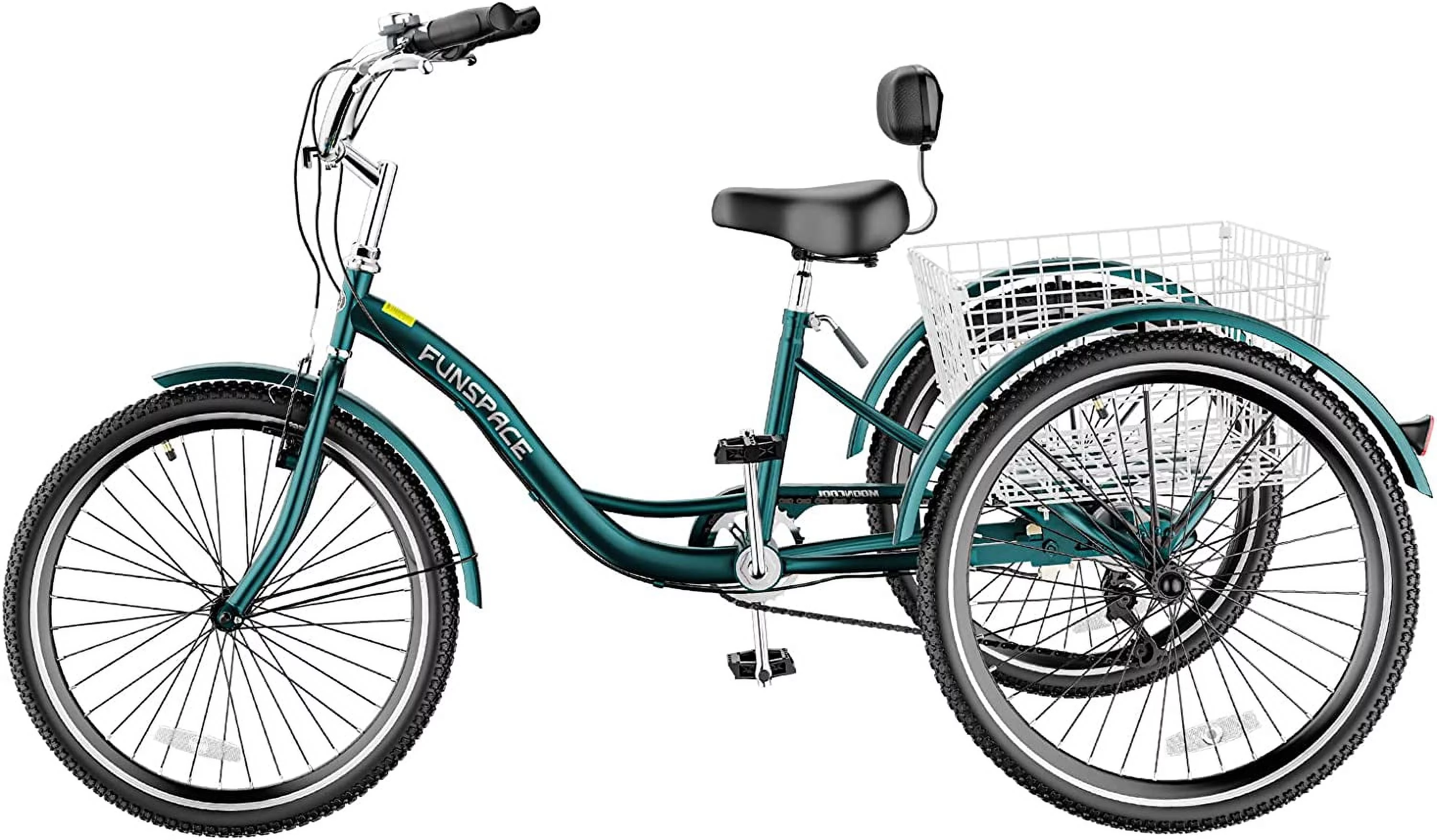 MOONCOOL Adult Tricycles with Rear Basket, 24 26 inch 7 Speed 3 Wheel Bikes, Three-Wheeled Bicycles Adult Trike with Backrest for Seniors, Women, Men - Womvr