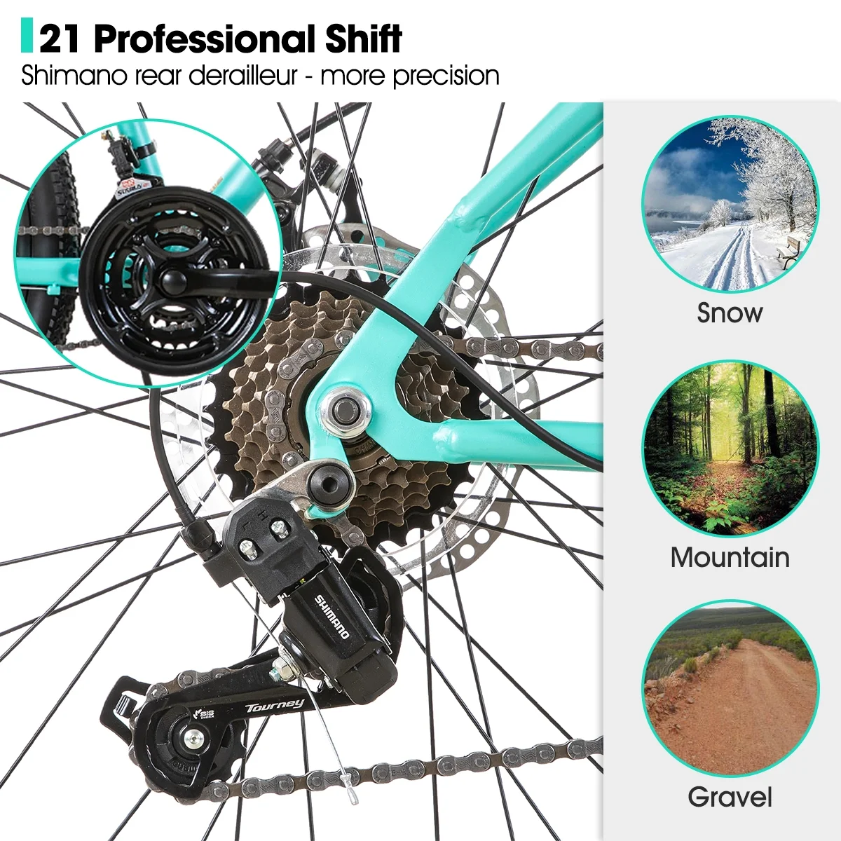 Hiland 26 Inch Womens Mountain Bike,with Step-Through Frame,Shimano 21 Speeds,Suspension Fork MTB,Bicycle for Women Men Adult - Womvr