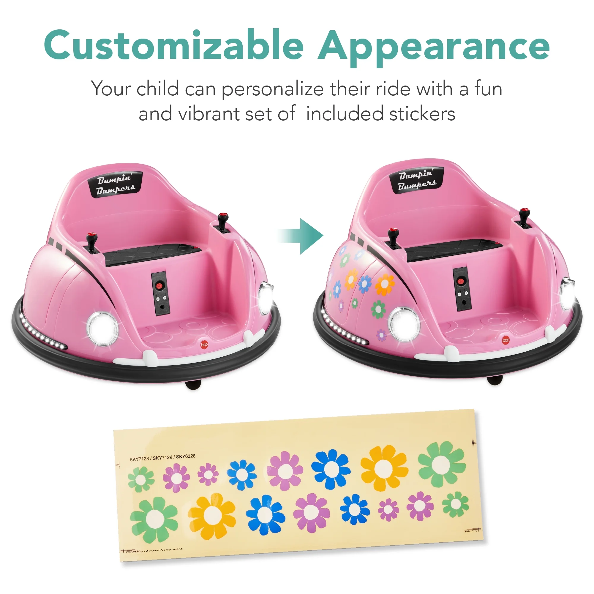 Best Choice Products 6V Kids Ride On Bumper Car Toy w/ Remote Control, Harness, Lights, 360 Degree Spin - Pink - Womvr