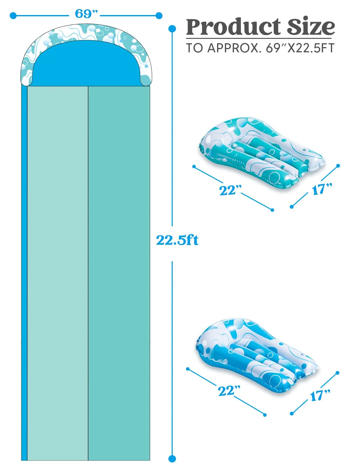 Syncfun Water Slides with 2 Boogie Boards, 22.5ft Backyard Outdoor Lawn Slip Waterslide with Sprinklers Summer Toy for Summer Party Yard Lawn Outdoor Water Play Activities - Womvr