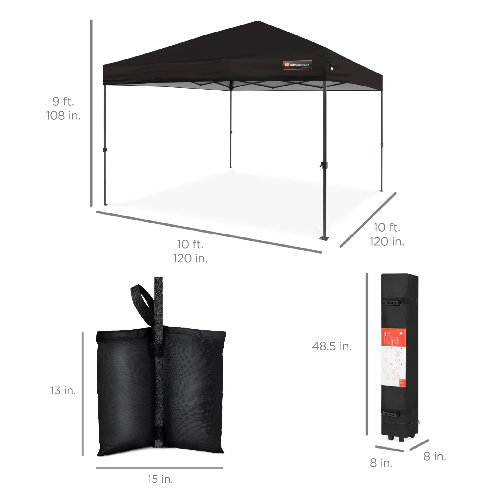 Best Choice Products 10x10ft Easy Setup Pop Up Canopy w/ 1-Button Setup, Wheeled Case, 4 Weight Bags - Cerulean - Womvr