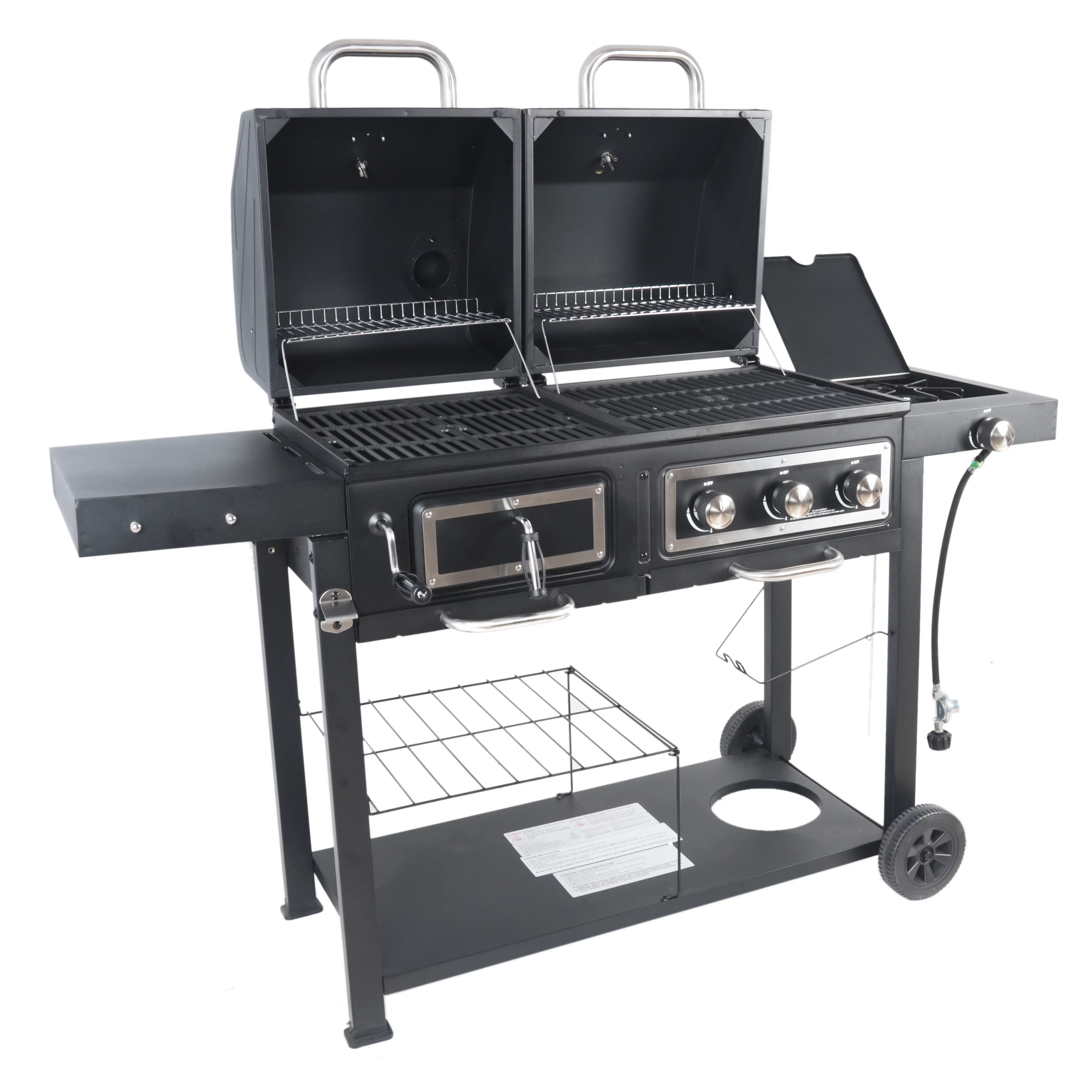RevoAce Dual Fuel Gas & Charcoal Combo Grill, Black with Stainless - Womvr