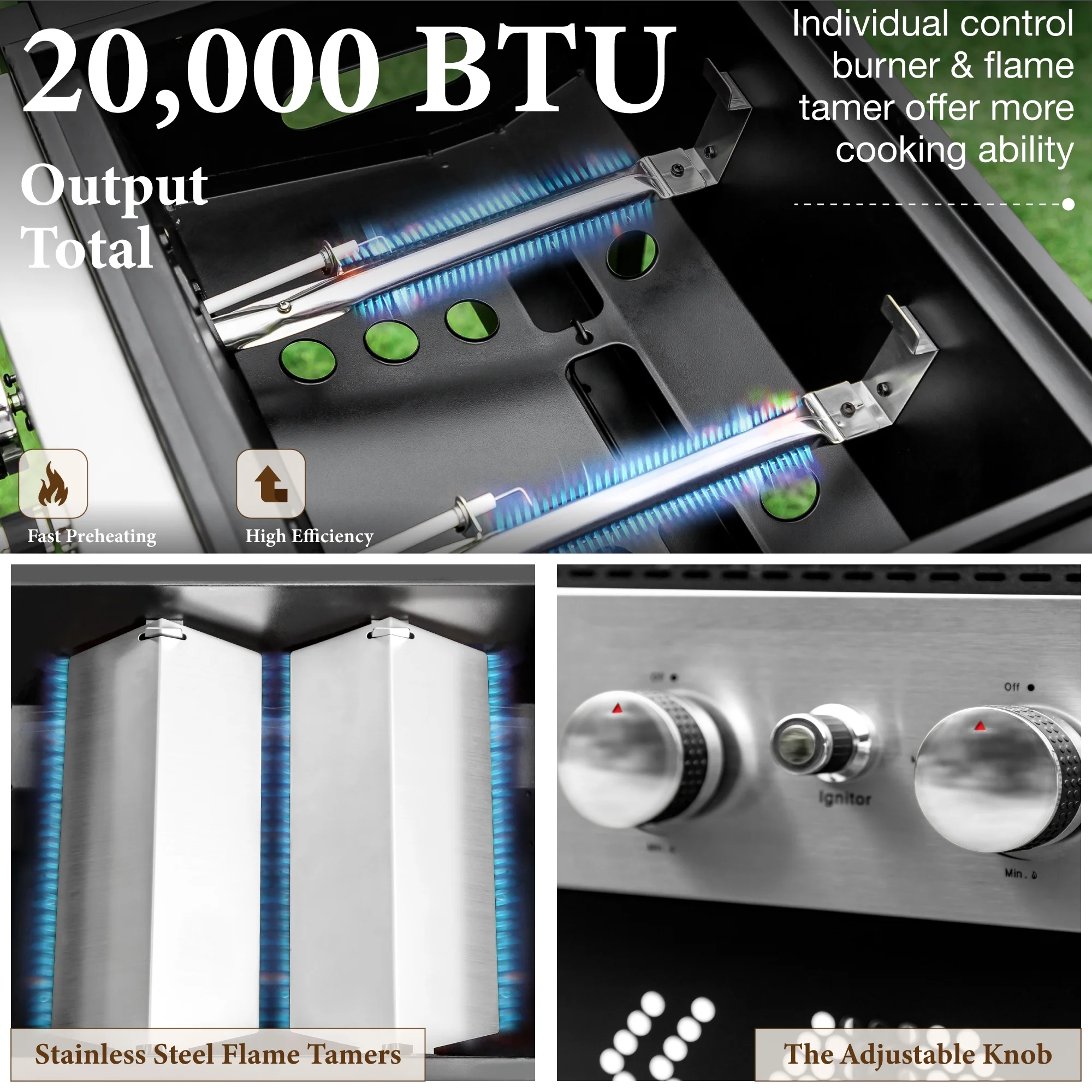 Summit Living 2-Burner Propane Grill and Griddle Cooking Station with Side Shelves Black - Womvr