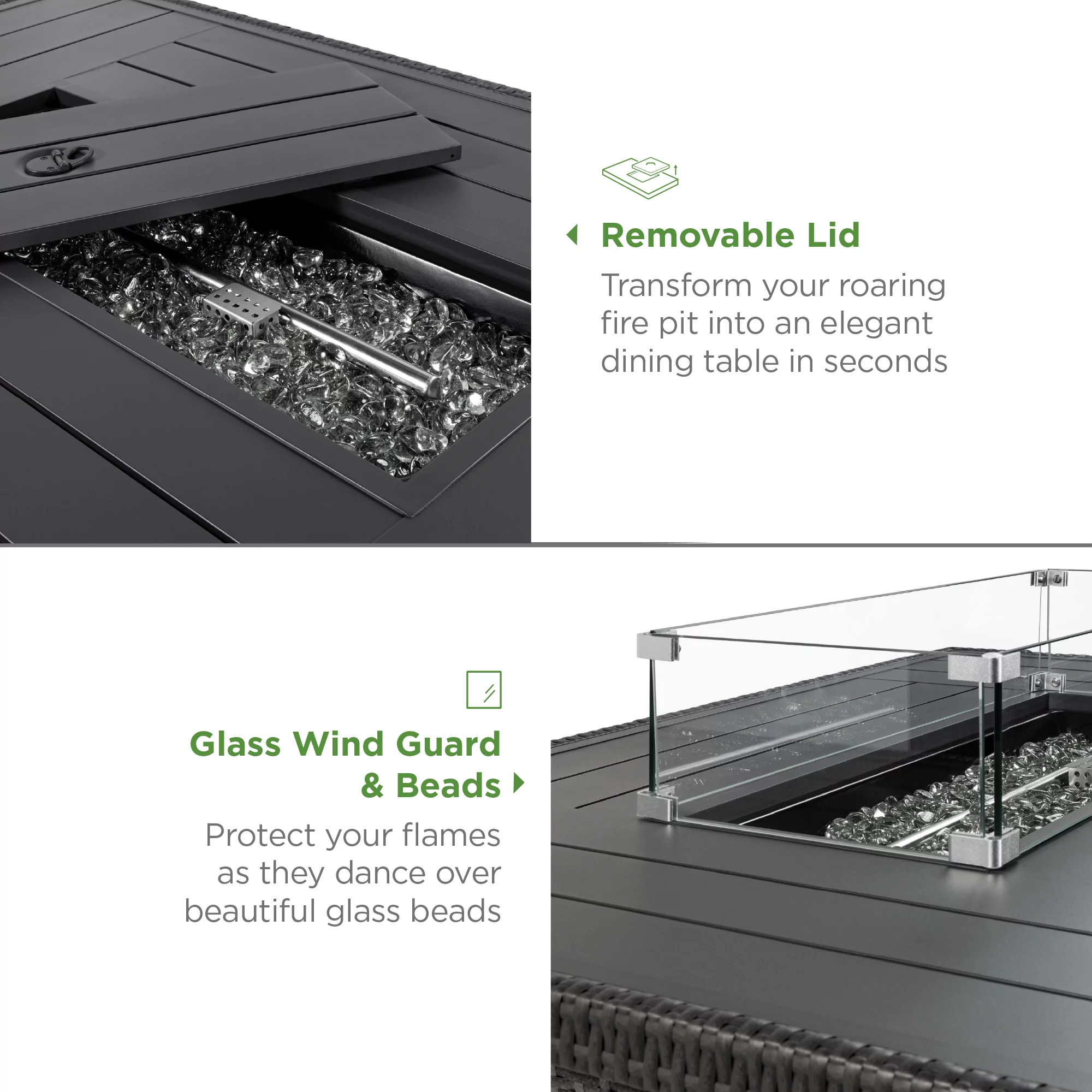 Best Choice Products 52in Wicker Propane Gas Fire Pit Table 50,000 BTU w/ Glass Wind Guard, Tank Holder, Cover - Gray - Womvr