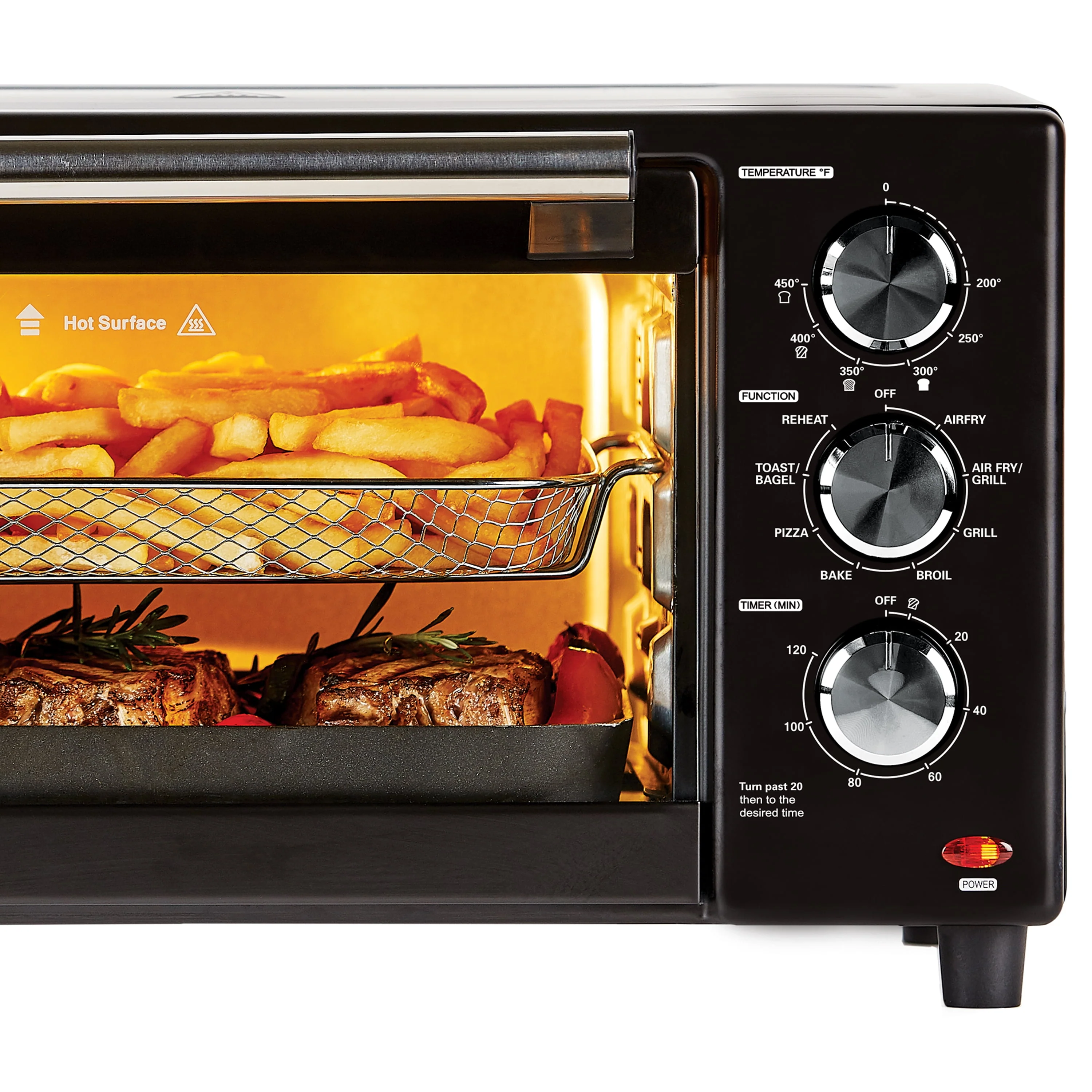 PowerXL Air Fryer Grill Plus, Toaster Oven, Black, 1500 Watts - Womvr