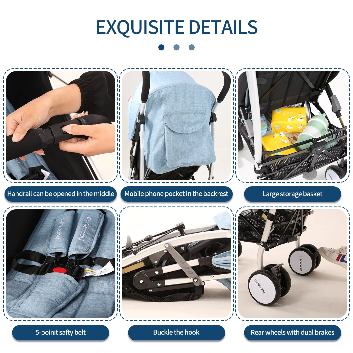 Compact Umbrella Stroller Lightweight Small Portable Folding Stroller for Infant Toddler(Blue) - Womvr