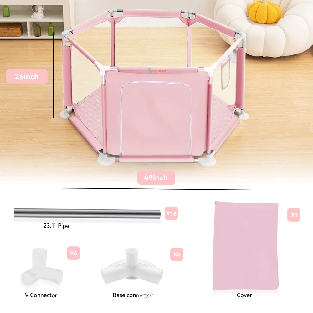 Baby Playpen, Travel Baby Playards, Baby Play Yard, 6Panels Portable Infant Play Game Area,Blue - Womvr