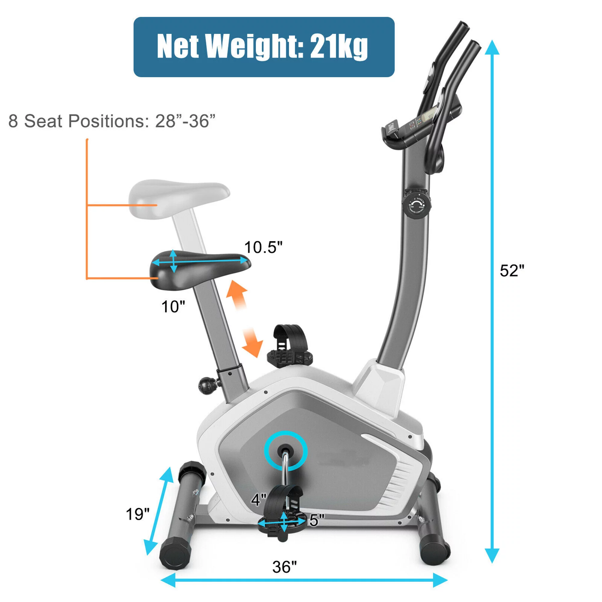 Gymax Magnetic Upright Exercise Bike Cycling Bike W/Pulse Sensor 8-Level Fitness - Womvr