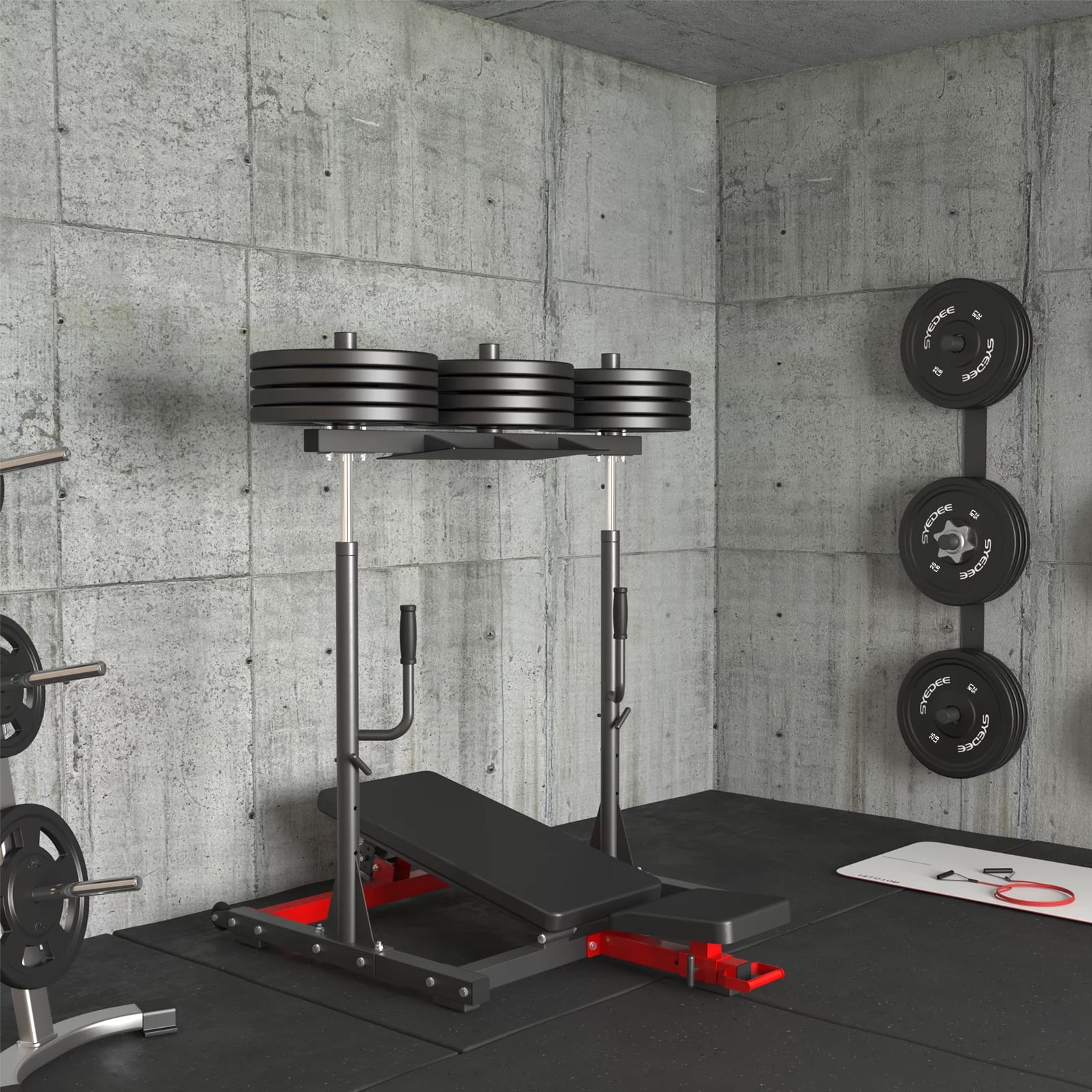 syedee Vertical Leg Press Machine, 600LBS Leg Strengthening Workout Machine with Transport Wheels and 3 Height Choice - Womvr