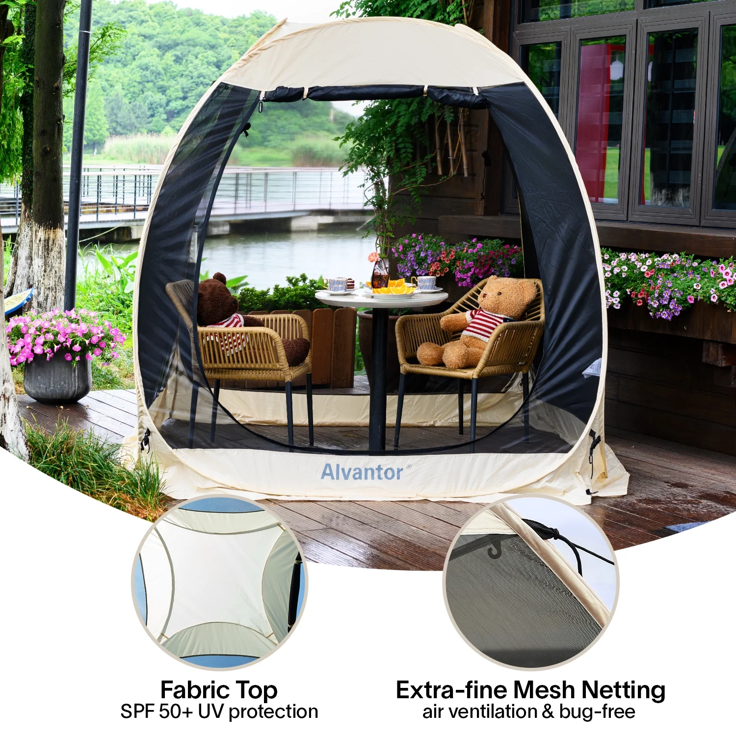 Screen House Tent Gazebo Pop Up Instand Canopy 6'X6' - Womvr
