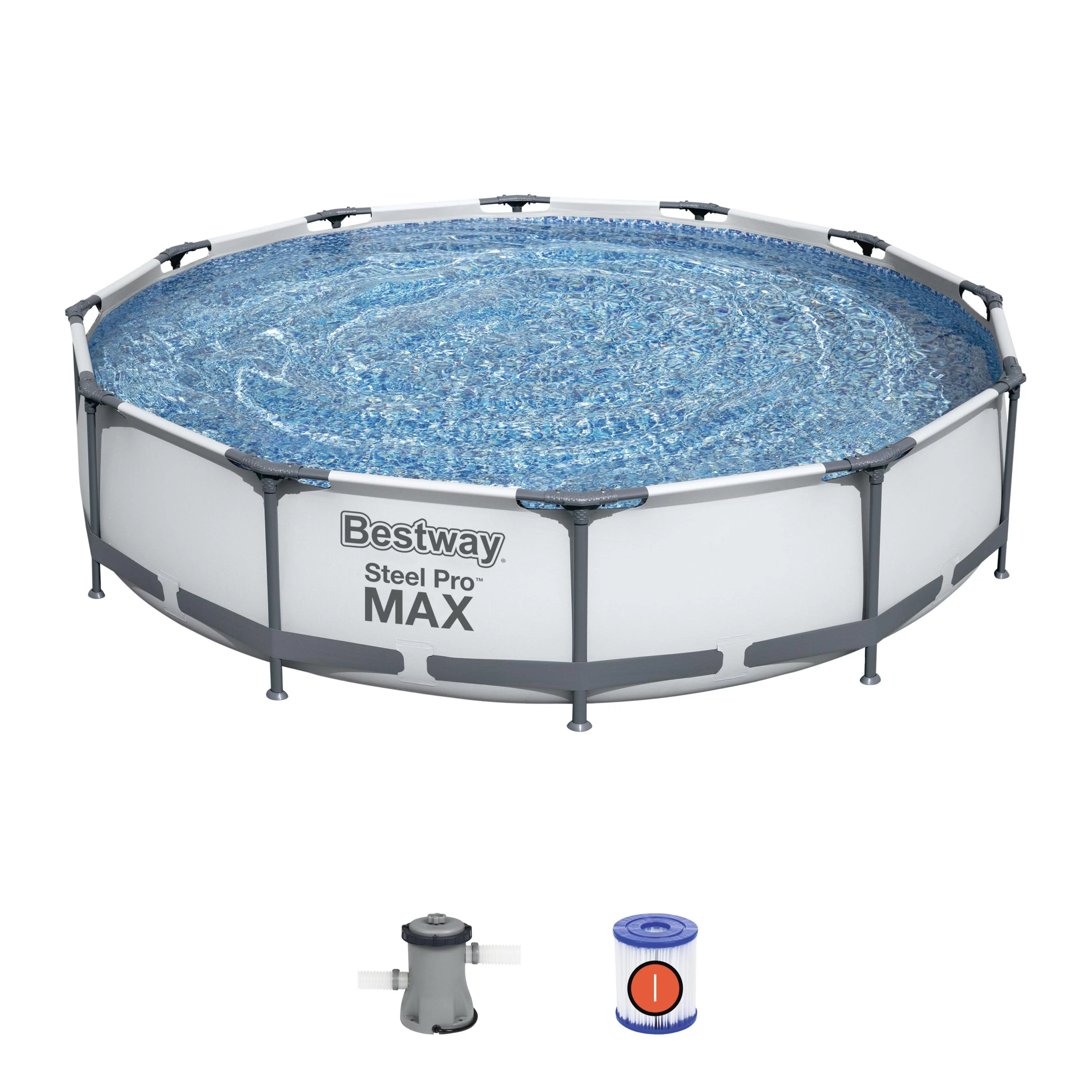 Bestway 56061US 12-Foot by 30-inch Steel Pro Round Frame Swimming Pool Set - Womvr