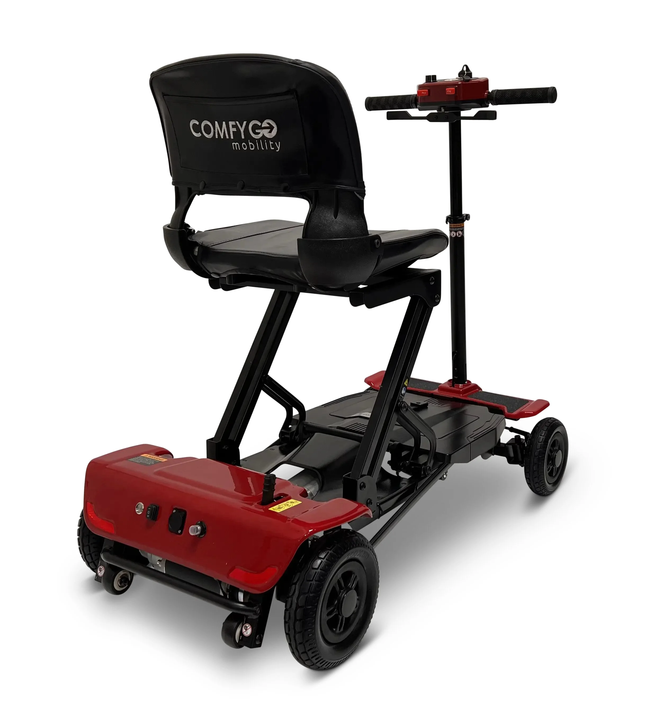 Comfygo MS-4000 4-Wheel Mobility Electric Scooter for Adults - Foldable Power Mobile Wheelchair, Compact Duty for Travel with Long Range Extended Battery (Red) - Womvr
