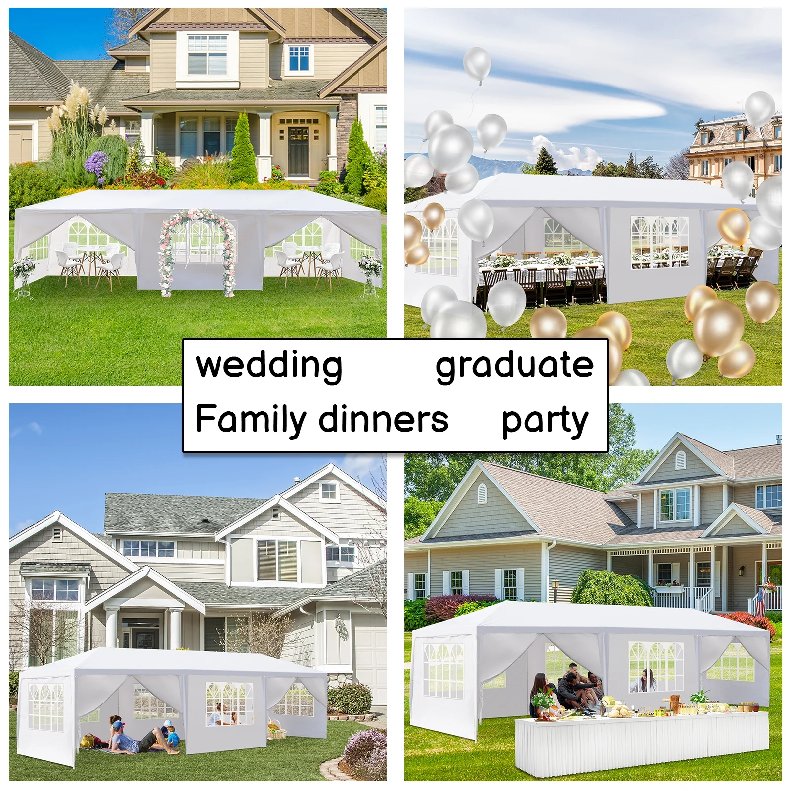 UBesGoo 10' x 10' Canopy Waterproof Party Tent Practical Outdoor Tent for Parties White - Womvr