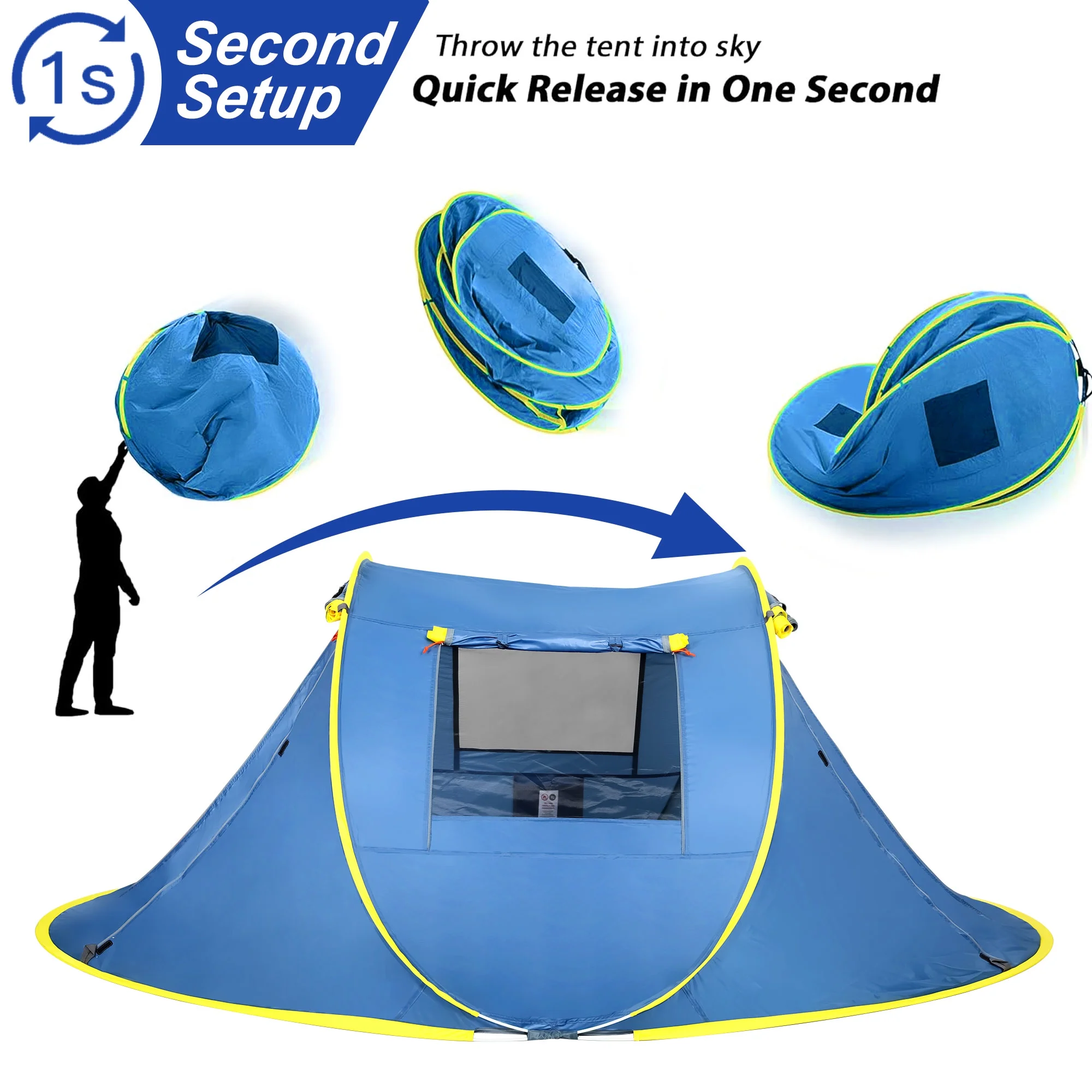 GVDV Camping Instant Tent, 3 Person Pop up Tent, Upgrade Resistant Dome Tent, Easy Setup for Camping Hiking and Outdoor - Womvr