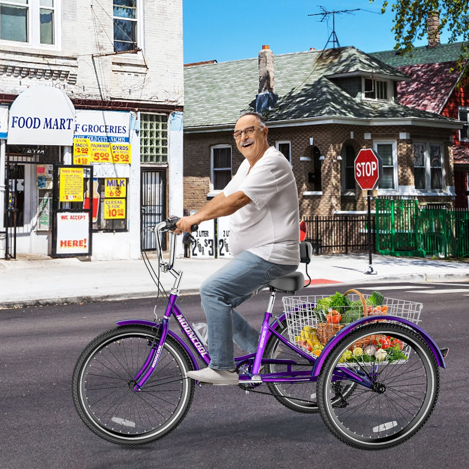 Lilypelle Adult Tricycles 7 Speed 20/24/26 Inch Three Wheel Bike Cruiser Trike with Low-Step Through Frame/Large Basket for Men, Women, Seniors - Womvr