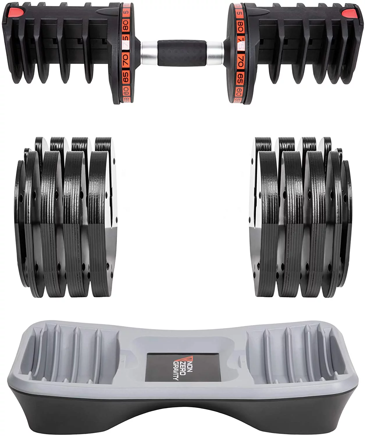 NZG PowerDyne 80lbs Adjustable Dumbbell Weight Set (Coal) - Womvr