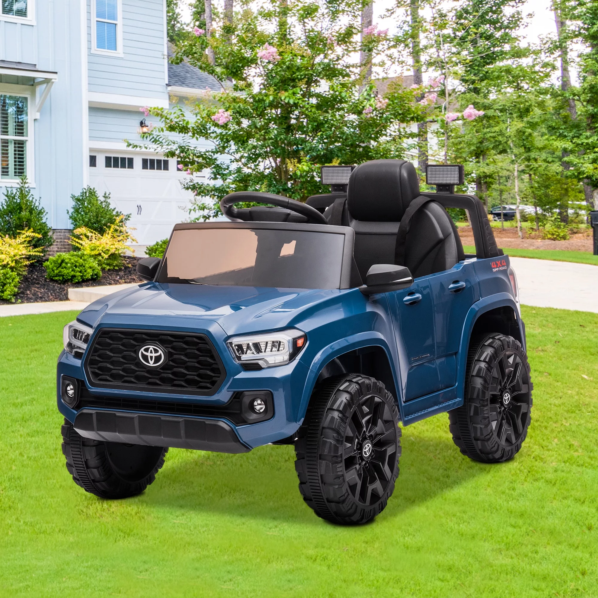 Licensed Toyota Tacoma Electric Ride on Vehicle for Kids, 12V Powered Ride on Car Toys with Remote Control, LED Lights, MP3 Player, Gray - Womvr