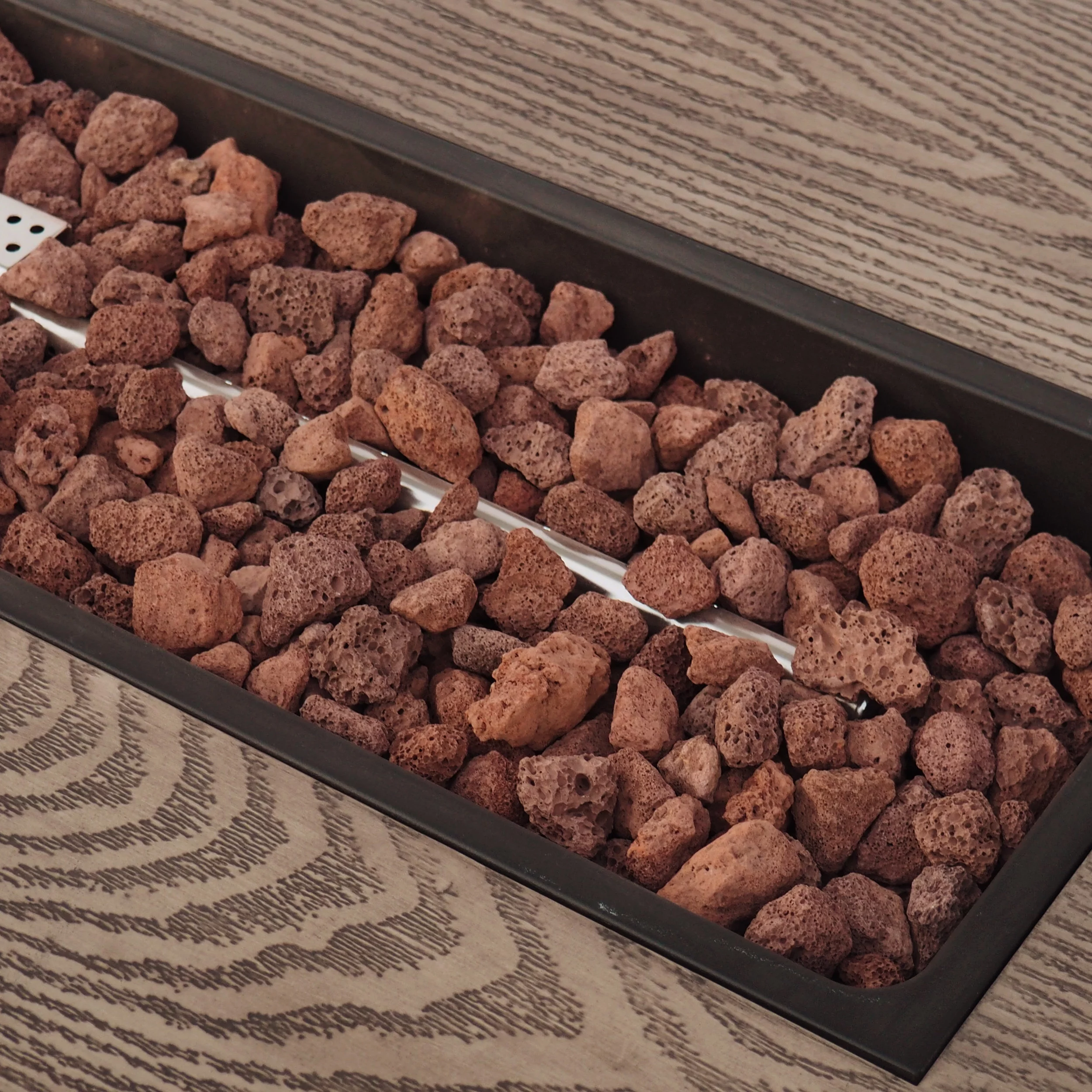 Mayfair Lightweight Concrete Outdoor 50,000 BTU Rectangular Fire Pit (No Tank Holder), Dark Gray - Womvr