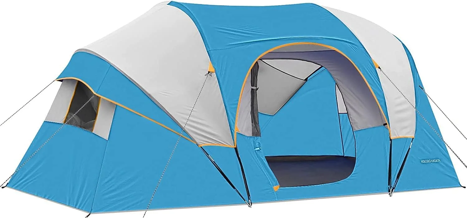 10 Person Camping Tent - Portable Easy Set Up Family Tent for Camp, Windproof Fabric Dome Tent Outdoor for Hiking, Backpacking, Traveling-14'x11'x74in(H) - Womvr