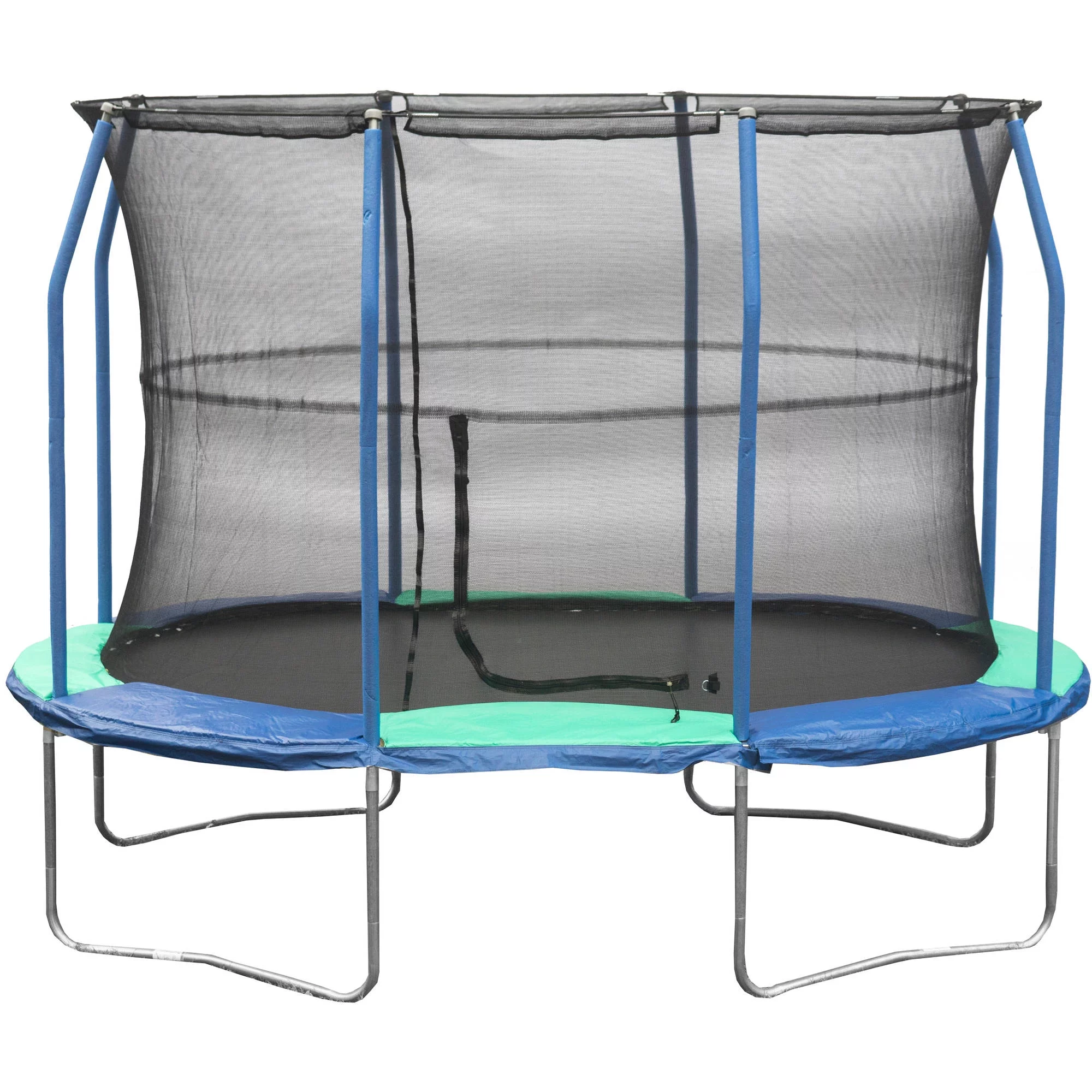 JumpKing Oval 8' x 11.5' Trampoline, with Enclosure, Blue/Green - Womvr