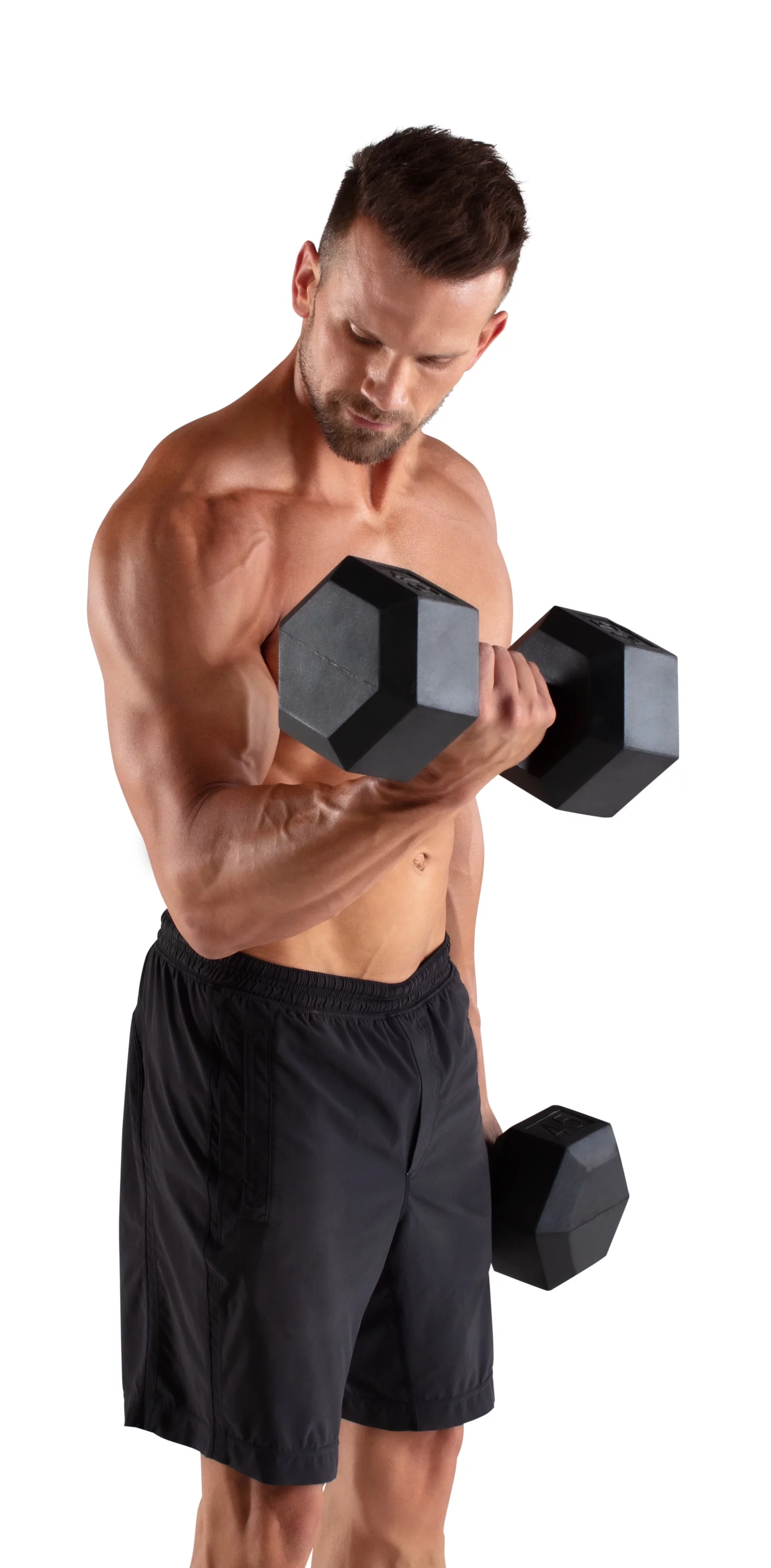 Weider Rubber Hex Dumbbell, 45 lbs - Sold Individually - Womvr