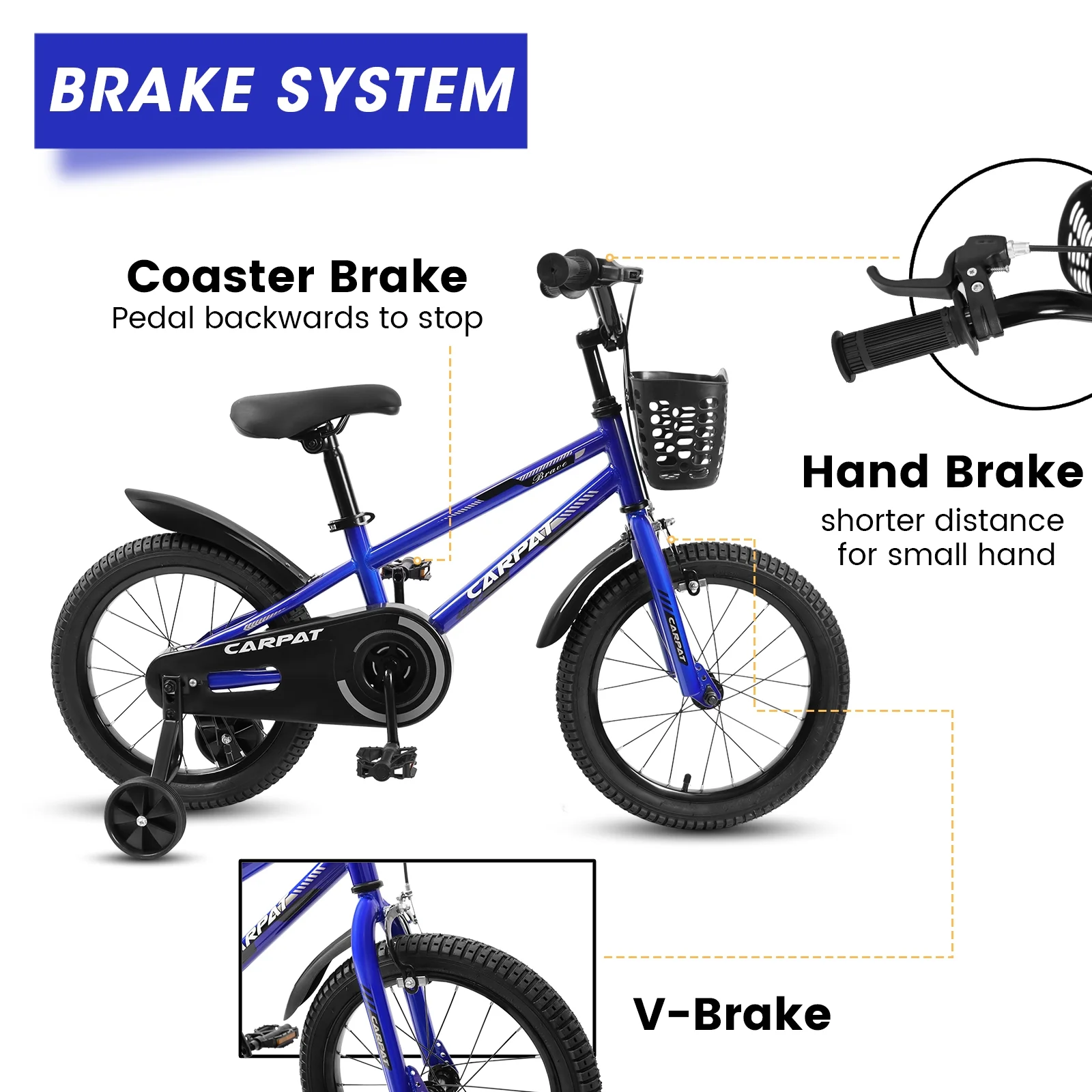 14 Inch Kids Bike for Boys, Kids Bike With Training Wheels and Basket, White - Womvr