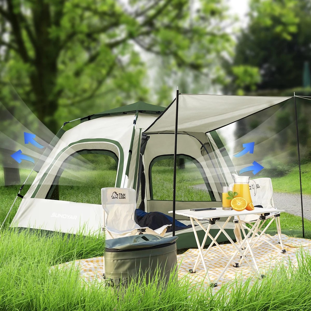 TOPVISION OR-T01 6-8 Person Tent with Removable Rain Fly and Carrying Bag - Womvr