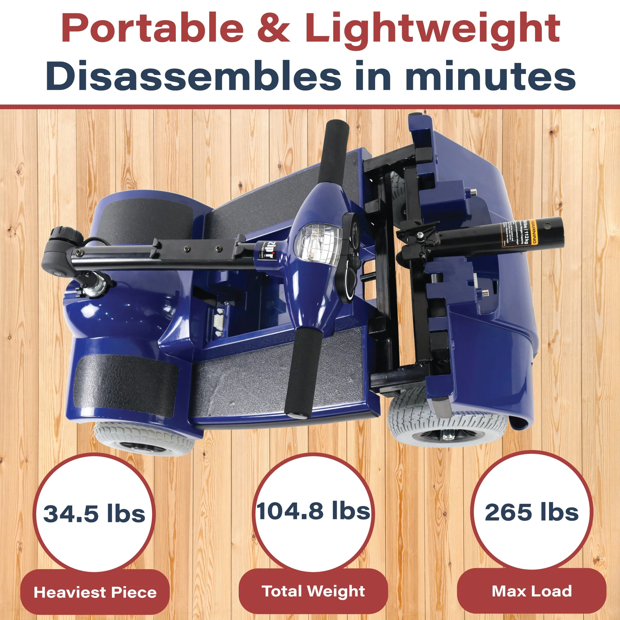 Zipr Traveler 4-Wheel Mobility Scooter - Long Range Senior Scooter - Womvr