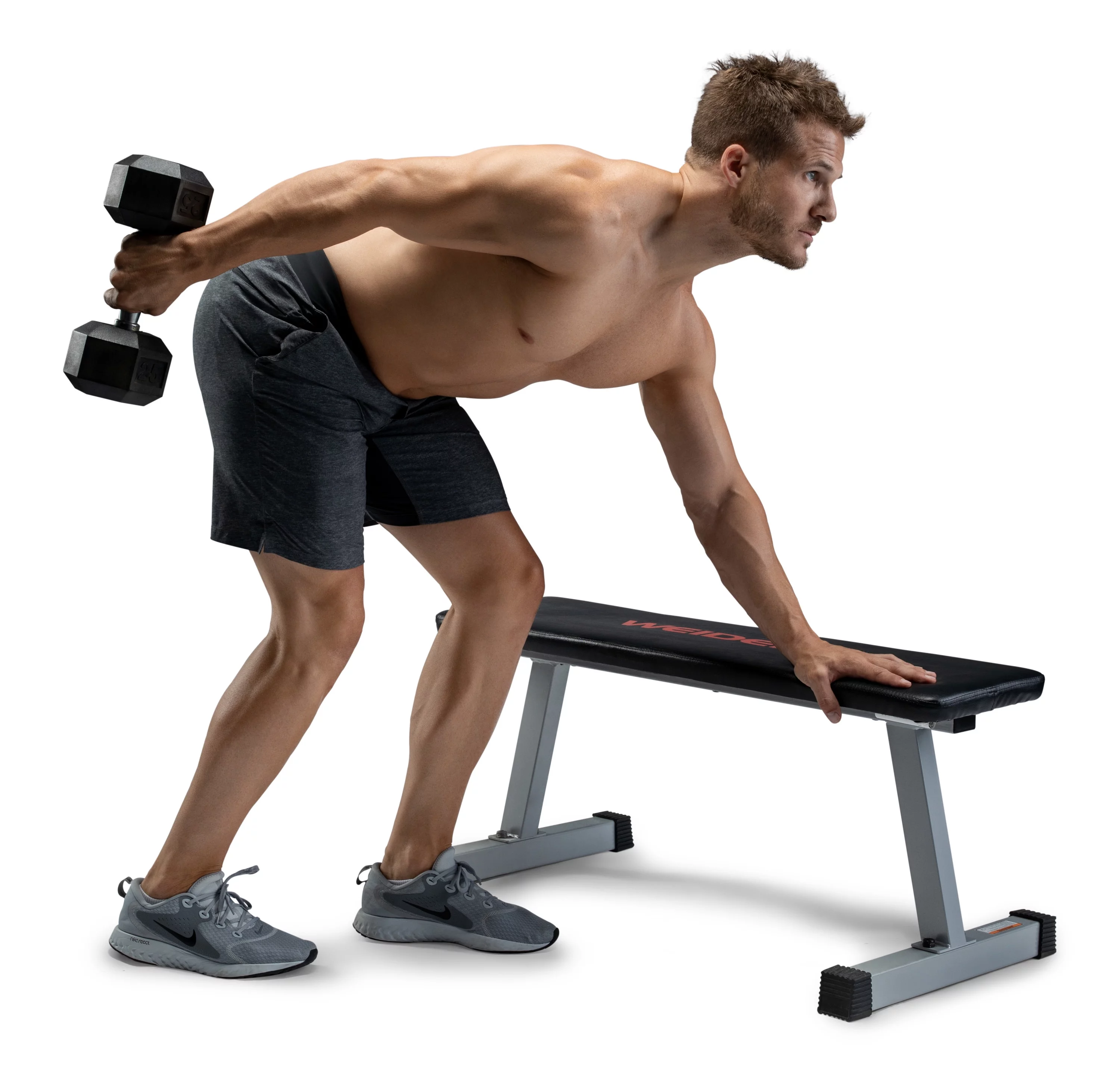 Weider Rubber Hex Dumbbell, 45 lbs - Sold Individually - Womvr