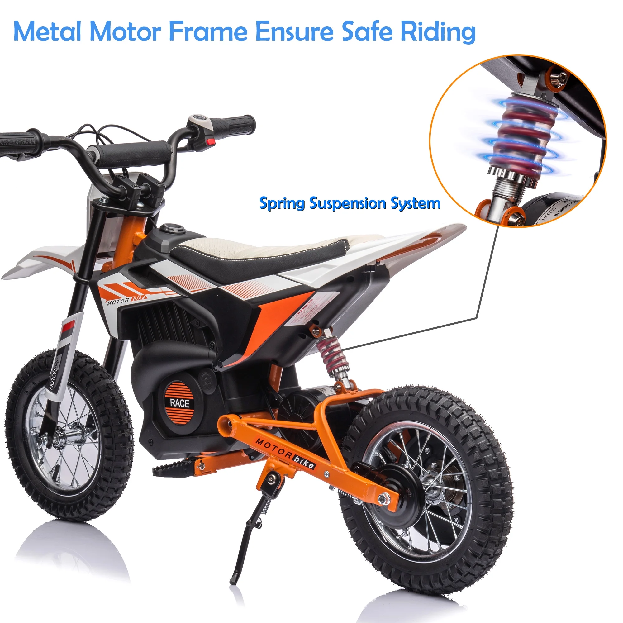 NEECHIPRO Electric Dirt Bike, 24V Electric Motorcycle Ride on Bicycle for Teens Age 13+,250W 13mph Max Speed,White - Womvr