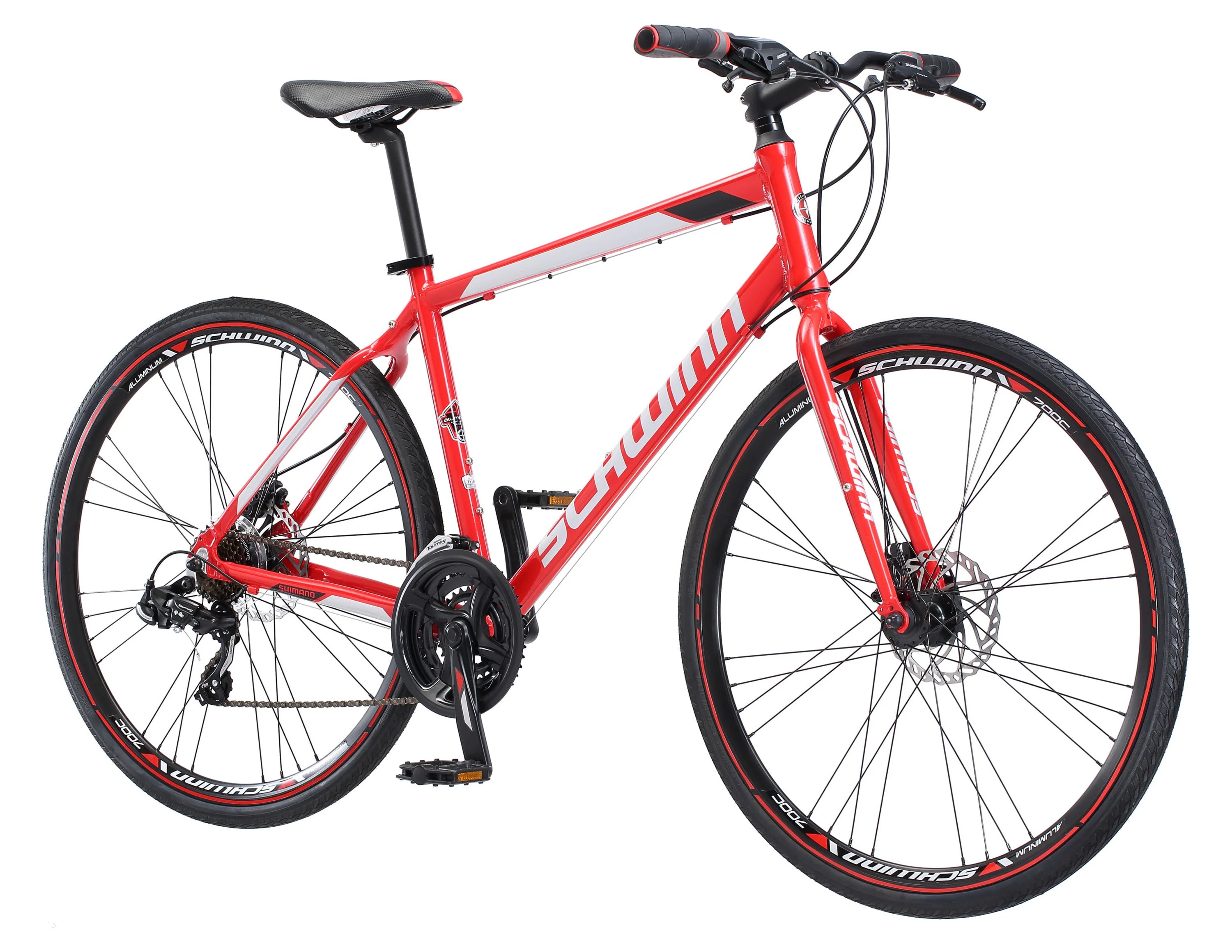 Schwinn Kempo Hybrid Bike, 700c Wheels, 21 Speeds, Mens Frame, Red - Womvr