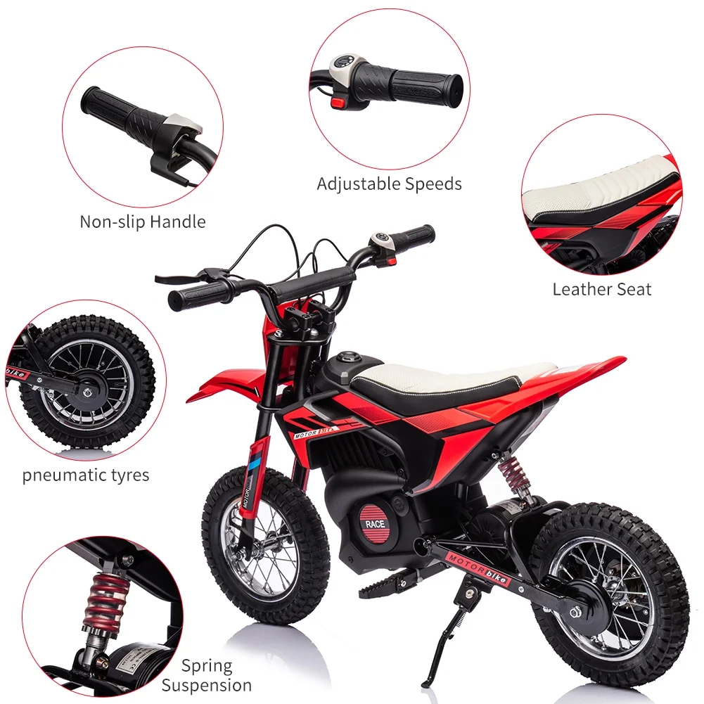 EastVita 24V 250W Electric Off-Road Motorcycle, Kids' Fast Speed Ride on Motocross Toys for Age 8+ Green - Womvr