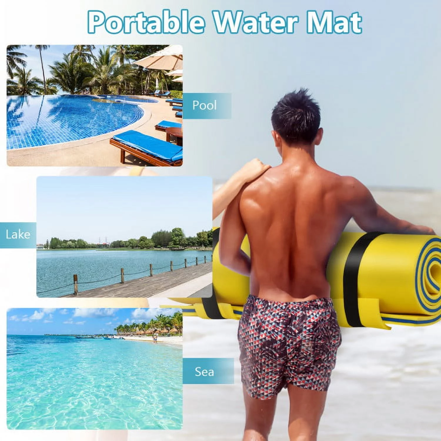 3-Layer Water Floating Mat Foam Pad for Lake, 83