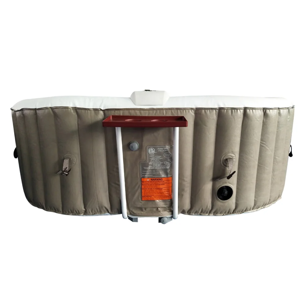 ALEKO 145 Gallon 2 Person Brown Oval Inflatable Jetted Hot Tub with Cover - Womvr