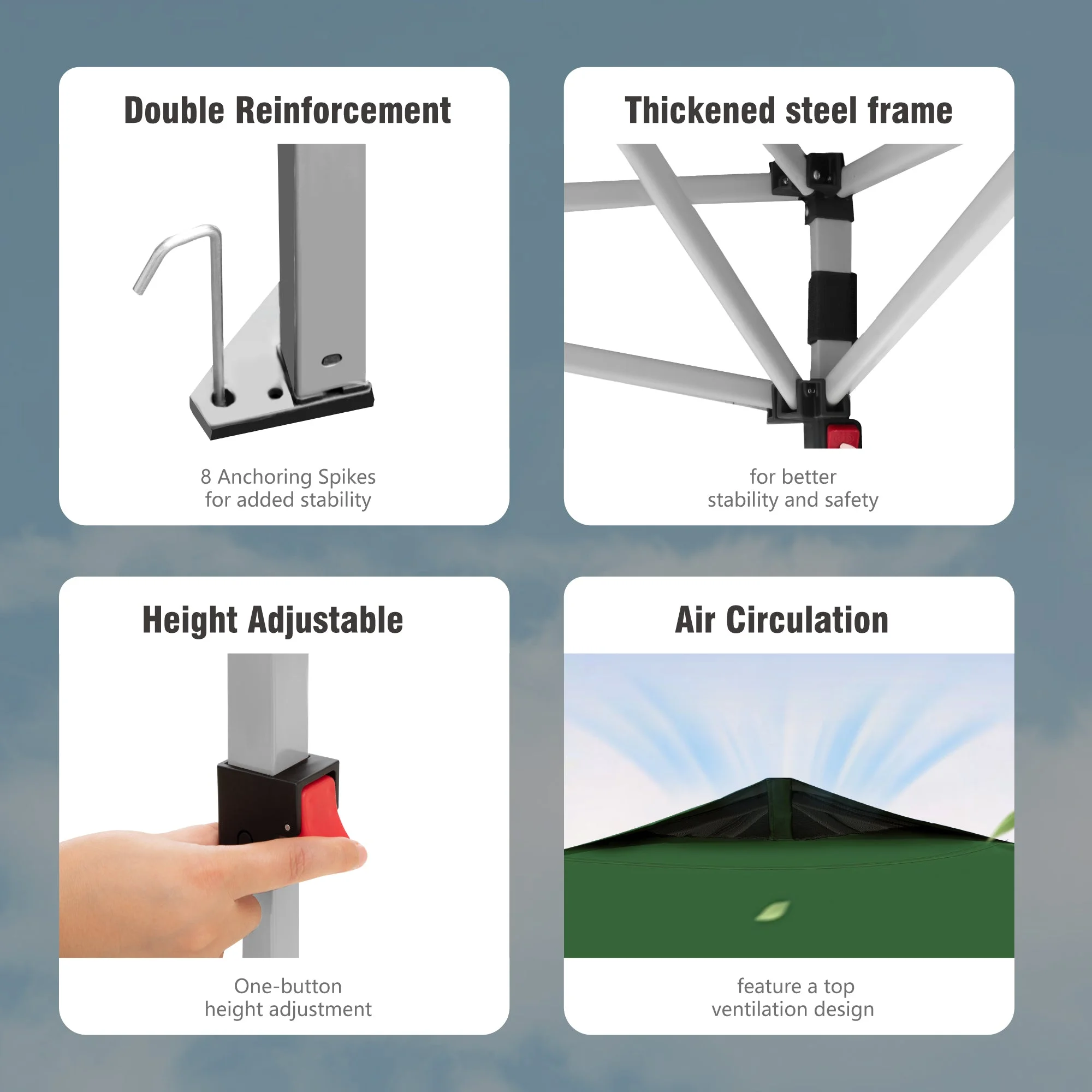 Alpha Joy 10'x 10' Pop up Canopy Tent Outdoor Event Instant Tent with Roller Bag, Blue - Womvr