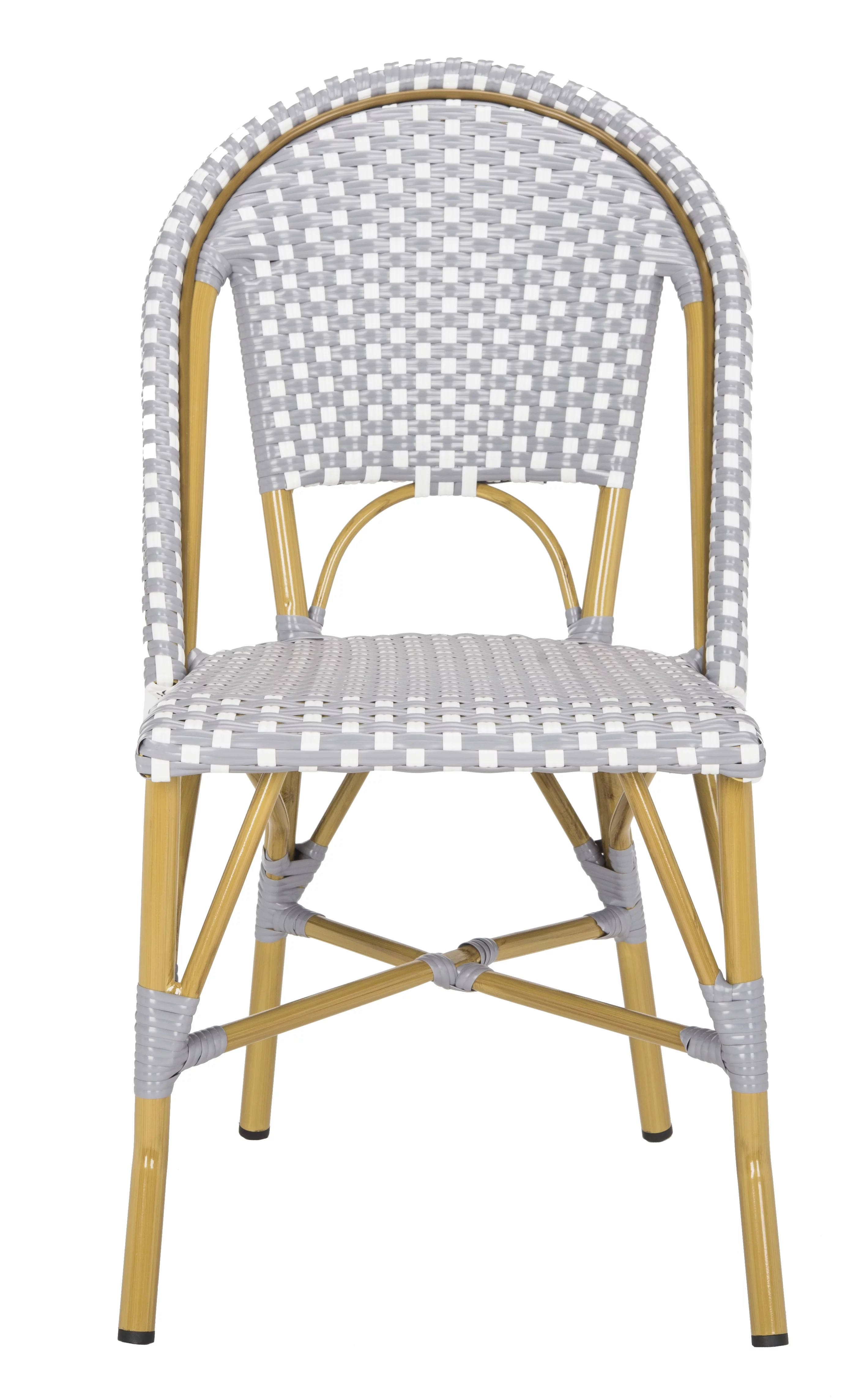 SAFAVIEH Salcha Outdoor French Bistro Side Chair, Blue/White, Set of 2 - Womvr