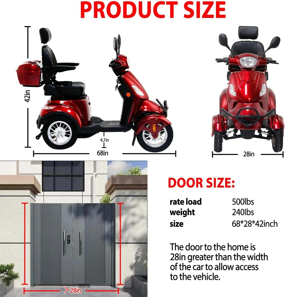 4-Wheel Electric Mobility Scooter for Adults Seniors and Eldely,Adult Electric Powered Wheelchair Device,Father's Day Gift - Womvr