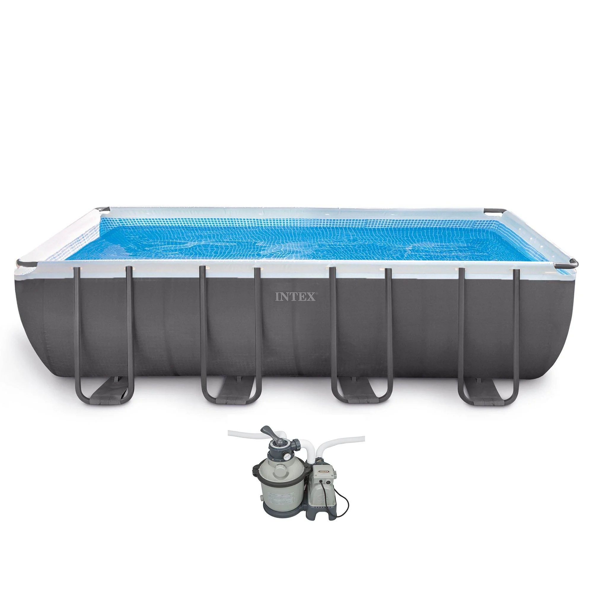 Intex 18ft x 9ft x 52in Ultra Frame Rectangular Above Ground Pool with Pump - Womvr