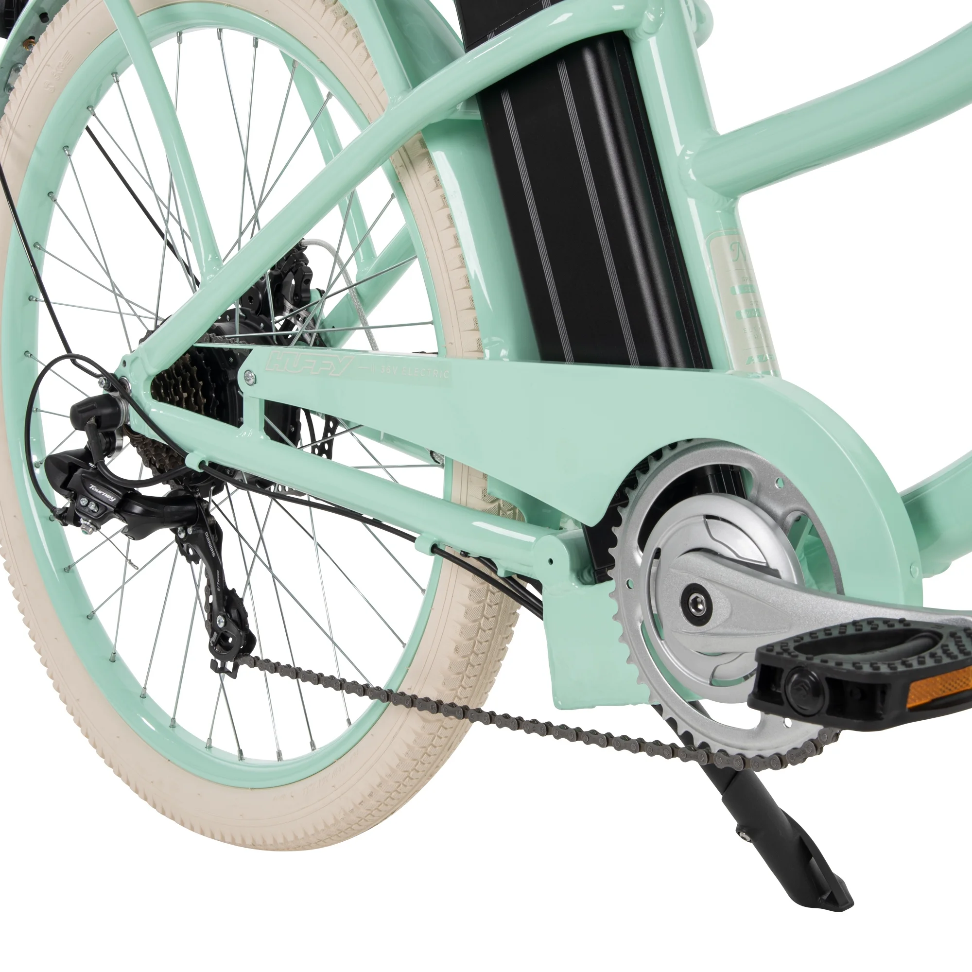 Huffy Nel Lusso 26-in 7-Spd Electric Cruiser Bike with Throttle, Ages 14+ Years,  Mint Green,  36V, 350W, UL 2849 Compliant and Certified by Accredited Labs ACT and ITS - Womvr