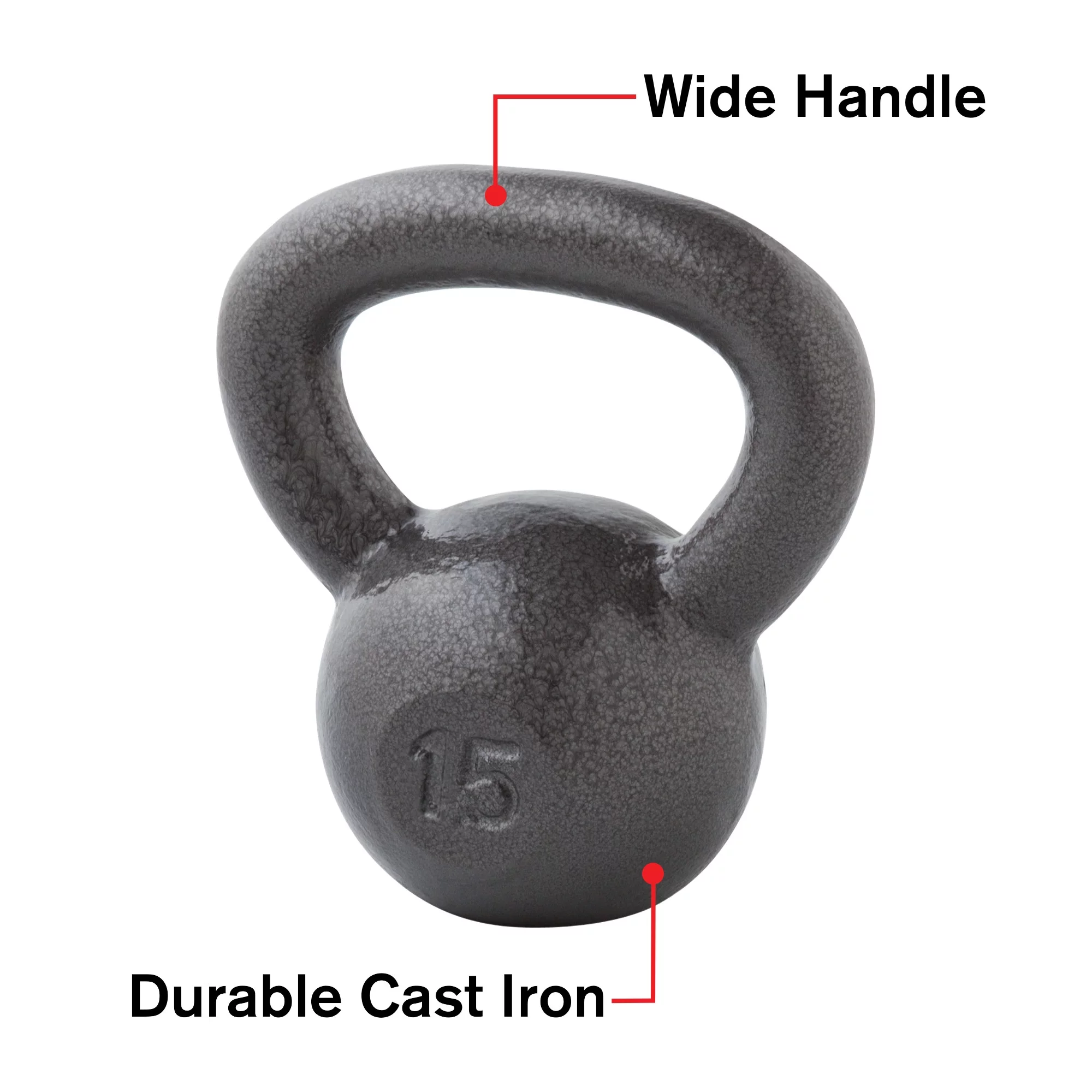Weider, 30lb Cast Iron Hammertone Finish Kettlebell, Single - Womvr
