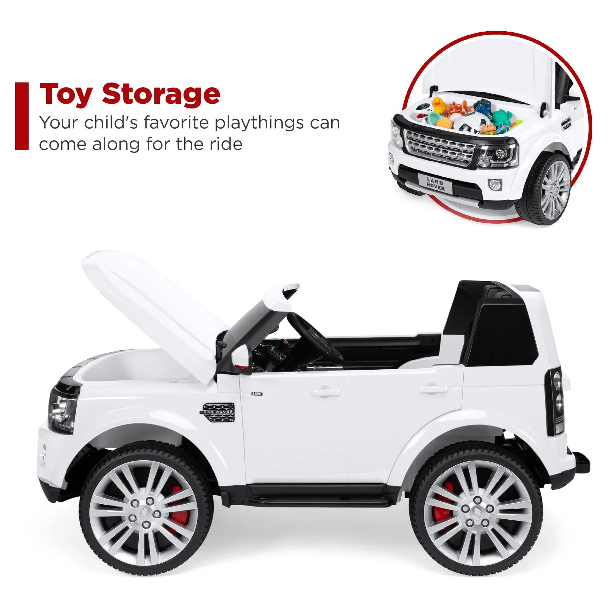 Best Choice Products 12V 3.7 MPH 2-Seater Licensed Land Rover Ride On Car Toy w/ Parent Remote Control - White - Womvr